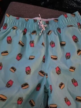 abercrombie kids Light Blue Novelty Burger & Fries Swim Shorts